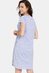 Zivame Bunny Rolls Knit Cotton Knee Length Nightdress - Sweet Lavender — thumbnail 3